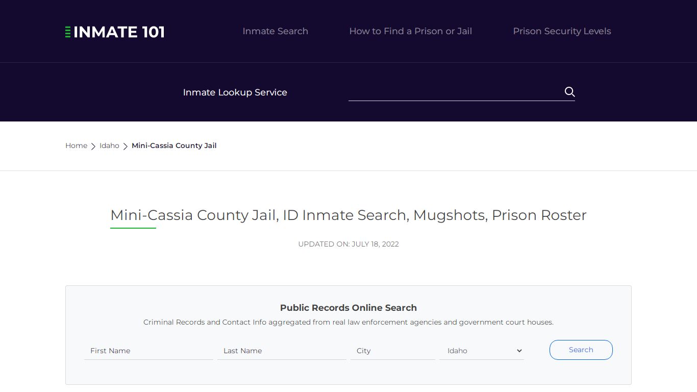 Mini-Cassia County Jail, ID Inmate Search, Mugshots ...